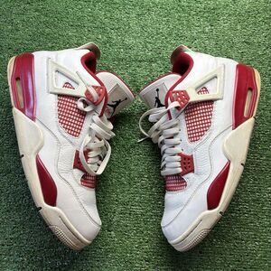 Nike Jordan 4 Retro Alternate 89 White Red Men's Size 13 Shoes 308497-106